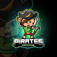 Das Piraten-Affen-Esport-Logo-Design vektor