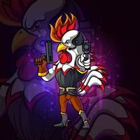 shooter rooster esport logotypdesign vektor