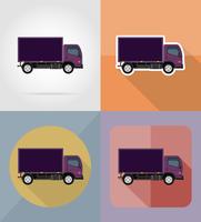 lastbil för transport last platt ikoner vektor illustration
