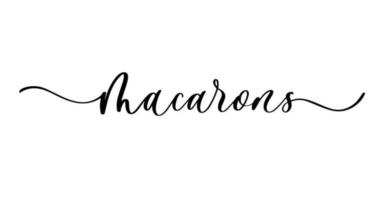 Macarons-Schriftzug-Logo. Lineare Kalligraphie-Inschrift von Macarons Store auf weißem Hintergrund. vektor