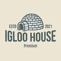 igloo hus illustration i mitten av berg och granar vektor