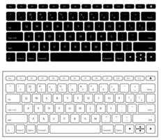 Laptop-Computer-Tastatur. Schwarz-Weiß-Button-Stil. Vektor-Illustration