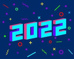neues Jahr 2022. buntes Vorlagendesign mit isometrischer Zahl für Poster, Banner, Web, Grußkarte. vektor