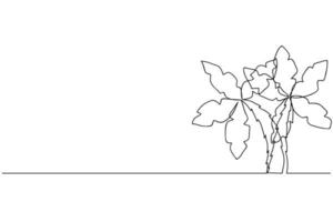 einzelne durchgehende Linie Kunst Kokospalme. tropisches Paradies Insellandschaftsdesign eine Skizze Umrisszeichnung, Reisekonzept. Vektor-Illustration. vektor