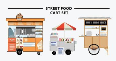 Street Food Warenkorb Vektor-Illustration Set vektor