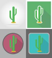 kaktus vilda väst platta ikoner vektor illustration