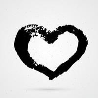 handmålat hjärta på vit bakgrund. grunge form av hjärta. svart texturerat penseldrag. alla hjärtans dag tecken. kärlekssymbol. lätt att redigera vektorelement av design. vektor