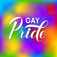 gay pride 3d bokstäver på ljusa gradient bakgrundsfärger av regnbågen. pride dag, månad, parad koncept. slogan för hbt-rättigheter. lätt att redigera vektormall för banner, affisch, flygblad, klistermärke. vektor