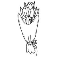 bukett tulpaner blommor. vektor illustration.linear doodle element för design och inredning.