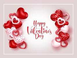 Valentinstag Vektor-Banner-Hintergrund. glücklicher valentinstagtypografietext mit rotem und rosafarbenem herzballonmusterelement für valentinstaggrußkartendesign. Vektor-Illustration vektor