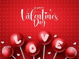 alla hjärtans vektor banner bakgrund. glad alla hjärtans dag text med röda popsicle kärlekselement för söta och romantiska alla hjärtans gratulationskort firande. vektor illustration