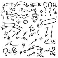 abstrakt doodle pilar, band och andra element i handritad stil för konceptdesign vektor