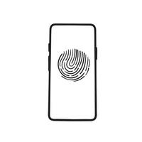 handgezeichnete doodle mobile fingerabdruck entsperren technologie illustration isoliert vektor