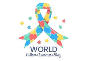 Welt-Autismus-Bewusstseinstag mit Hand- und Puzzleteilen, geeignet für Grußkarten, Poster und Banner in flachen Design-Illustrationen