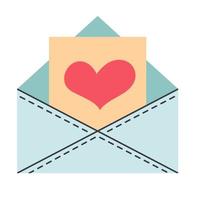 Umschlag und ein Liebesbrief mit Herz aus dem Umschlag. Liebesnachricht. vektor