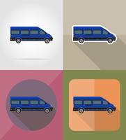 Ikonen-Vektorillustration des Minibusses flache vektor