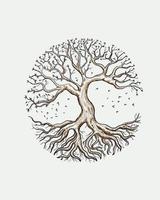 Vektor-Illustration Baum und Wurzeln Silhouette vektor