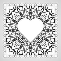 handritad hjärta med mandala. dekoration i etniska orientaliska doodle prydnad. vektor