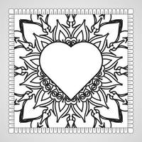 handritad hjärta med mandala. dekoration i etniska orientaliska doodle prydnad. vektor