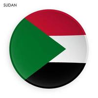 Sudan-Flaggensymbol im modernen Neomorphismus-Stil. Schaltfläche für mobile Anwendung oder Web. Vektor auf weißem Hintergrund