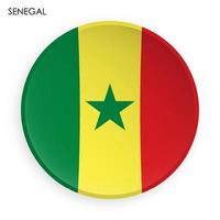 Senegal-Flaggensymbol im modernen Neomorphismus-Stil. Schaltfläche für mobile Anwendung oder Web. Vektor auf weißem Hintergrund