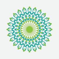 Vektor handgezeichnete Doodle Mandala. ethnisches Mandala mit bunter Stammesverzierung. isoliert. grüne Farben.