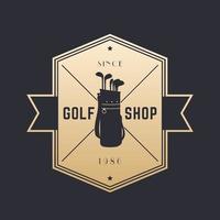 Golfshop, Vintage-Emblem, Vektorlogo auf Dunkelheit vektor