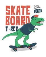 Dinosaurier auf Skateboard. Skateboard-T-Rex vektor
