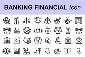 Geld- oder Finanzvektor-Icon-Set. Dollarmünze, Geldstapel, Brieftasche, Banknotenfinanzsymbole. vektor
