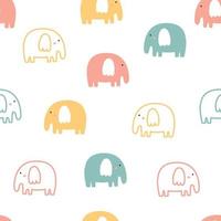 Baby Elefant nahtlose Muster handgezeichnete Cartoon niedlichen Tier Hintergrund für den Druck, Tapeten, Kinderkleidung Musterdesign verwendet. Vektor-Illustration vektor