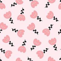 Baby nahtlose Muster rosa Blumenhintergrund handgezeichnete Cartoon-Stil für Drucke, Tapeten, Dekorationen, Kleidungsdesigns, Textilien, Vektorgrafiken verwendet. vektor