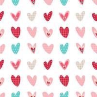 Doodle Herzen nahtlose Muster. süße Textur für Babytextilien und Tapetendesign, Süßigkeitenpaket, Hintergrund, Geschenkpapier, Hochzeits- und Valentinstaggruß und Einladungskartendekoration vektor