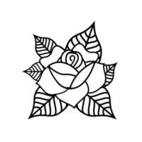 lineare Darstellung einer Rose im Stil eines Old-School-Tattoos vektor