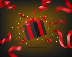 prestation koncept. svart låda med röda band vektor