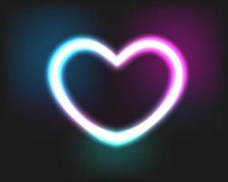 neon hjärta. neon glödande form på mörk bakgrund vektor