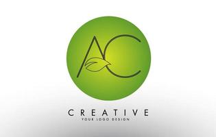 Blattbuchstaben ac ac und kreativer Swoosh und grüner Kreis Logo-Design. vektor