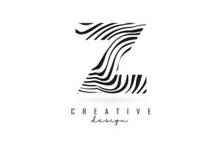 Schwarz-Weiß-Zebra-Z-Brief-Logo-Design. vektor