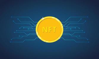 nft icke-fungibel token. nft gyllene mynt ikon. icke förnybart token. kryptokonst. vektor illustration