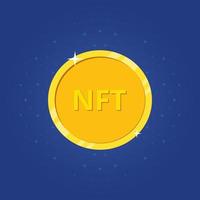 Krypto-Kunst. NFT-Symbol für goldene Münze. nft nicht fungibles Token. nicht erneuerbares Token. Vektor-Illustration vektor