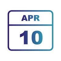 10 april Datum på en enkel dagskalender vektor