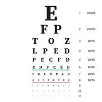 Sehtest-Chart. Poster für die Sehprüfung. Augenpflege-Testplakat mit lateinischen Buchstaben. Vektor-Illustration