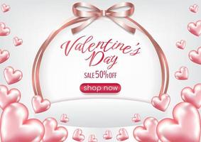 Valentinstag harte Verkaufsförderung rosa Banner vektor