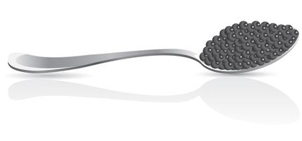 schwarzer Kaviar im Löffel vektor