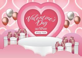 Valentinstag Banner rosa Design für Website-Vektor vektor