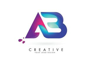 blauer und rosa kreativer Buchstabe ab ab Logo-Design. Unternehmensunterhaltung, Medien, Technologie, digitales Business-Vektordesign. vektor