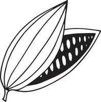 kakaobönor handritad doodle. enda element för designikon, etikett, meny, klistermärke. matväxt vektor