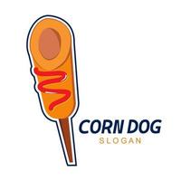 Corn Dog Logo isoliert auf weiss mit Senf gekrönt. Vektor-Illustrator vektor