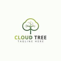 Cloud Tree Logo abstrakte Design-Vektor-Vorlage. Baumvektorlogo Dieser schöne Baum ist ein Symbol für eine Wolke. vektor