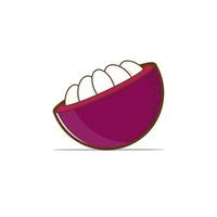 Mangostanfrucht isoliert auf weißem Hintergrund. Designelemente, Logovorlagen, vegetarische Menüdekoration. flache stilillustration vektor