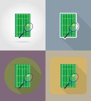 tennisplan platt ikoner vektor illustration